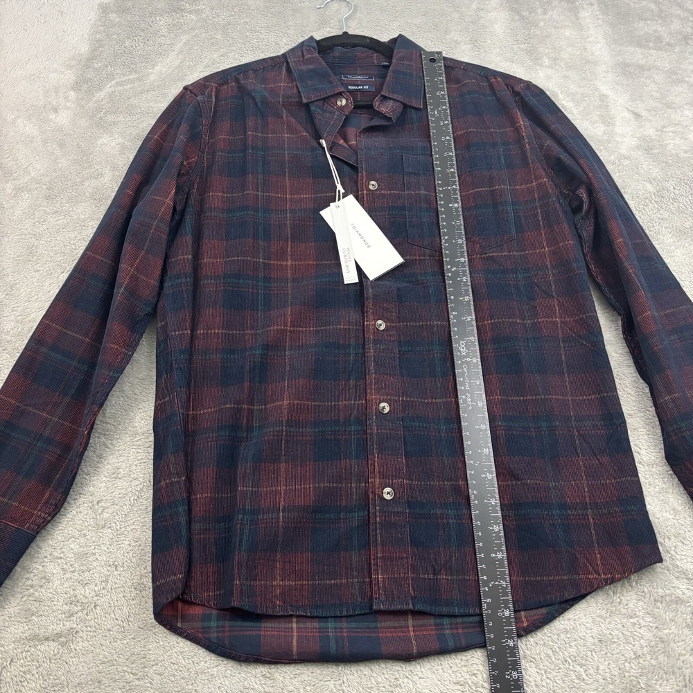 NWT 7Diamonds Peached Corduroy Button Up Shirt Mens‎ S Red Green Plaid Preppy - Picture 11 of 16